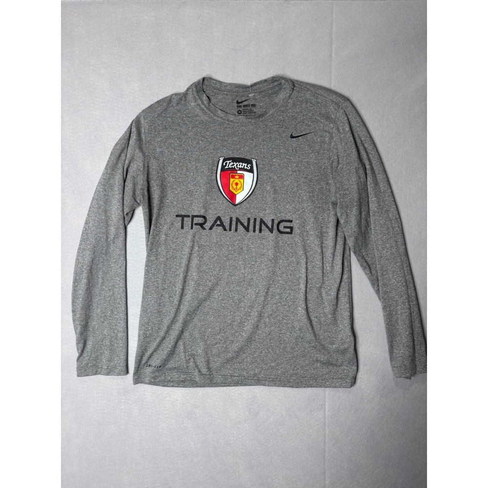 Nike Houston Texans Training Dri-Fit Long Sleeve Shirt Gray Mens Medium